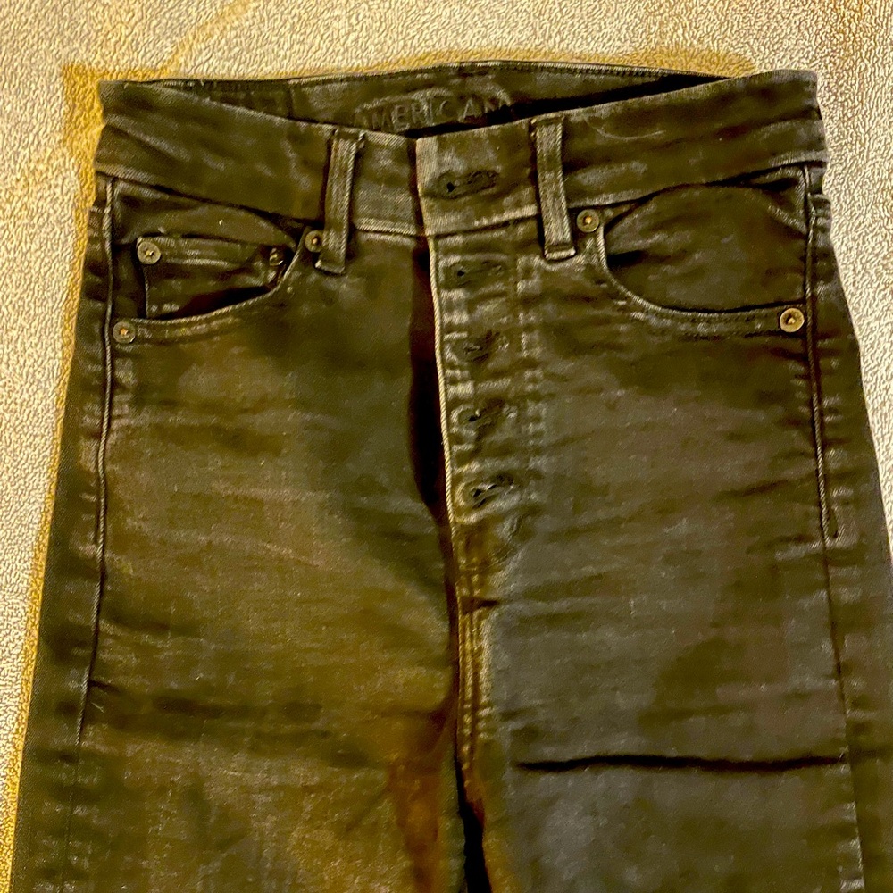 AE Ne(x)t Level Stretch Curvy High Rise Flare Jeans. Black size 0 Reg.